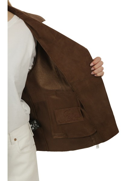 Giubbino The Jackie Gaia in Suede Marrone